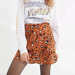 Urban Outfitters Leopard Print Flippy Satin Mini Skirt